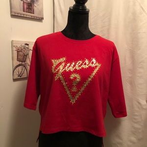 Ruby Red semi cropped shirt